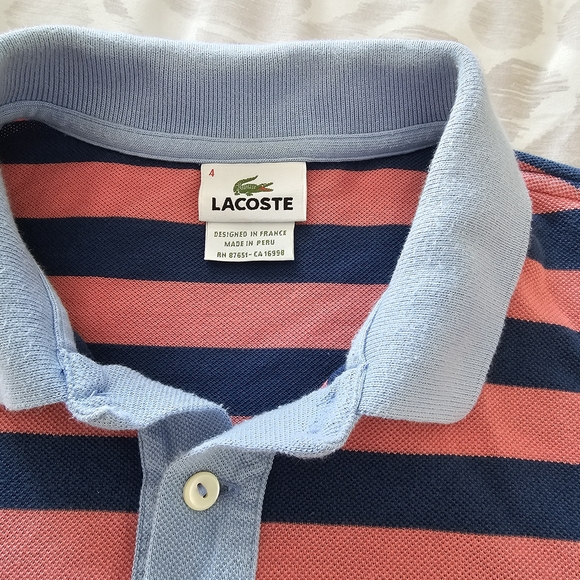 Lacoste Polo with Blue and Pink Stripes - Picture 2 of 5